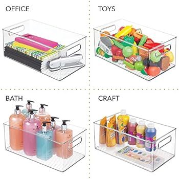 mDesign Plastic Deep Bin Organizer Caddy Container w/Handles for Nursery, Kitchen, Pantry, Bathro... | Amazon (US)