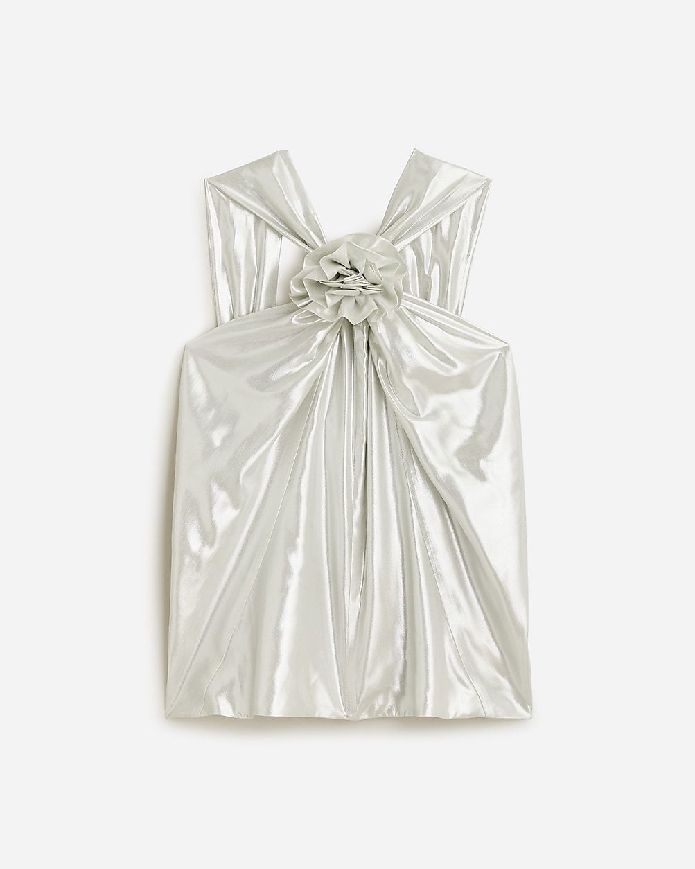Collection rosette halter top in silver lamé | J.Crew US