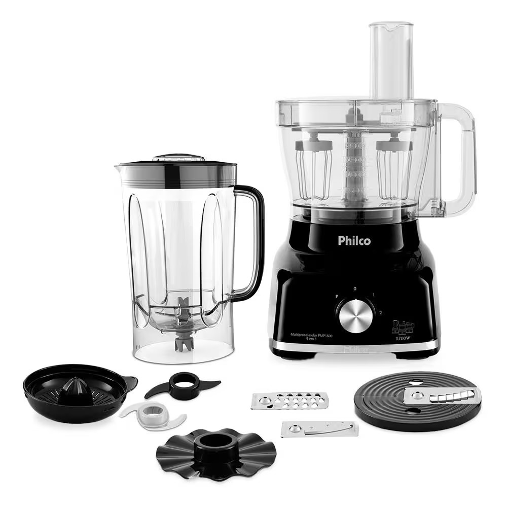 Multiprocessador de Alimentos Philco PMP1600P 9 em 1 com 2 Velocidades + Pulsar 1700W – Preto -... | Casas Bahia (BR)