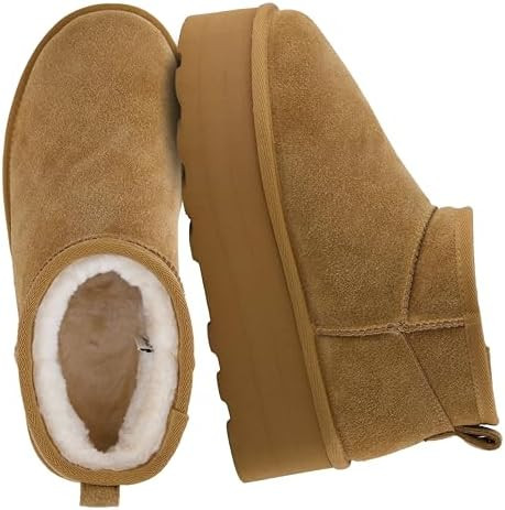 CUSHIONAIRE Hippy Women’s Platform Ankle Boots – Genuine Suede, Faux Fur Lining, Cozy Winter ... | Amazon (US)