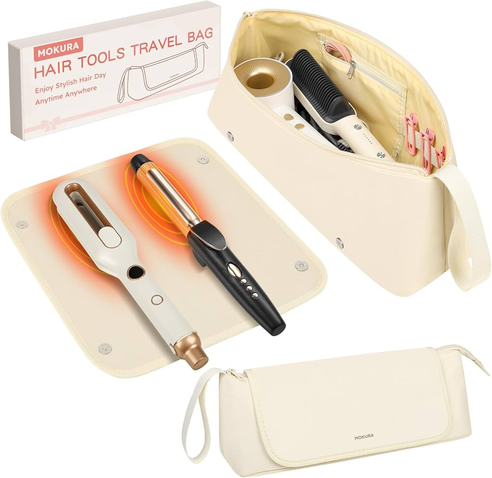 MOKURA Hot Hair Tools Travel Bag with Heat Resistant Mat Removable, Hair Accessories Organizer Ca... | Amazon (US)