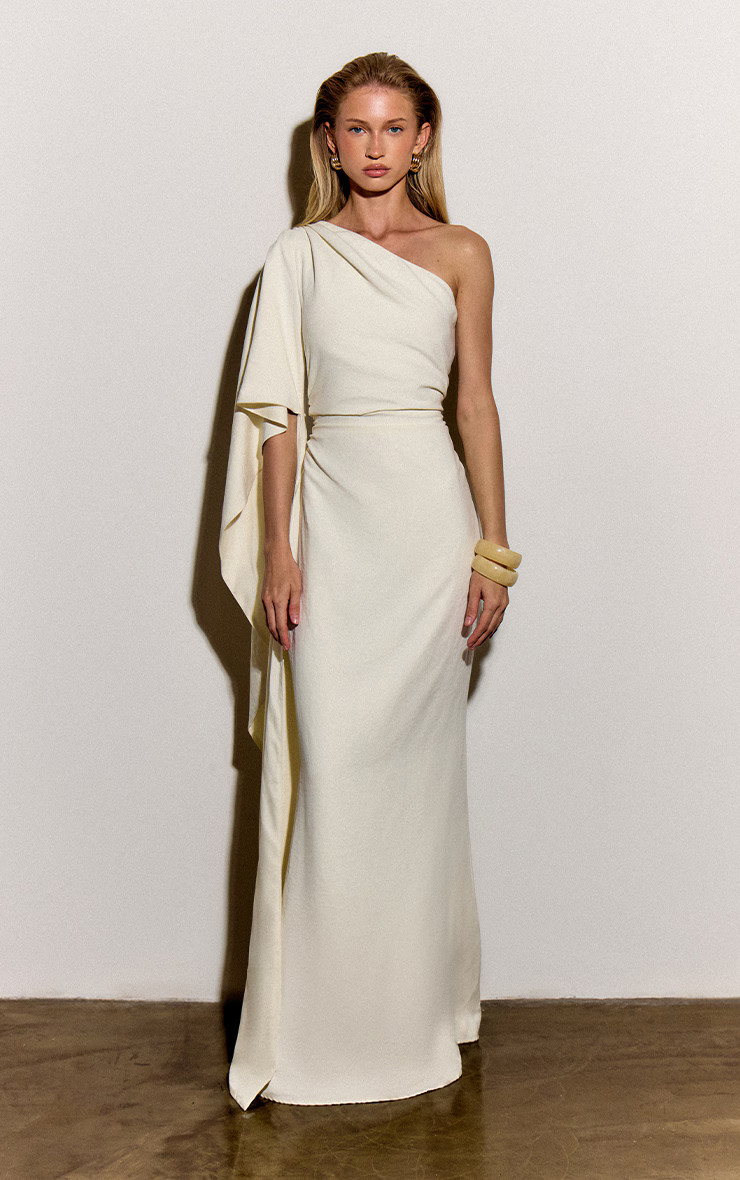 Oyster Textured Satin Sleeve Detail Maxi Dress | Dresses | PrettyLittleThing US