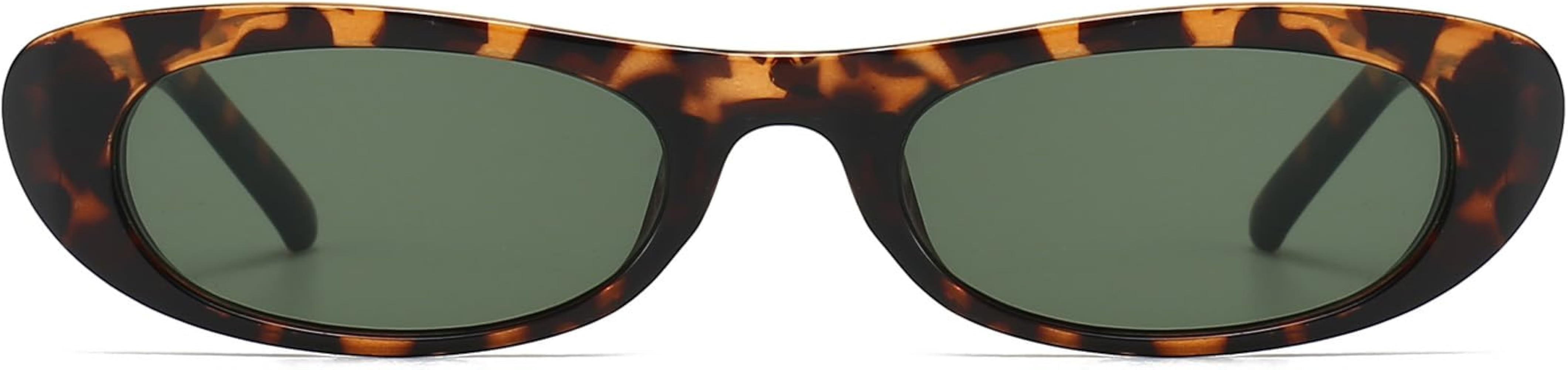 Elongated Narrow Cat Eye Sunglasses for Women 90s Retro Womens Oval Sunglasses Fashion Small Blac... | Amazon (US)