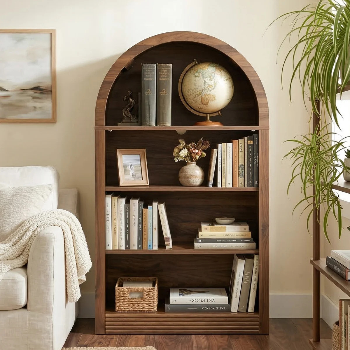 Small Black Bookcase Arched Bookshelf | Wayfair North America
