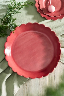 Scalloped Rim Stoneware Round Serving Platter | Anthropologie (US)