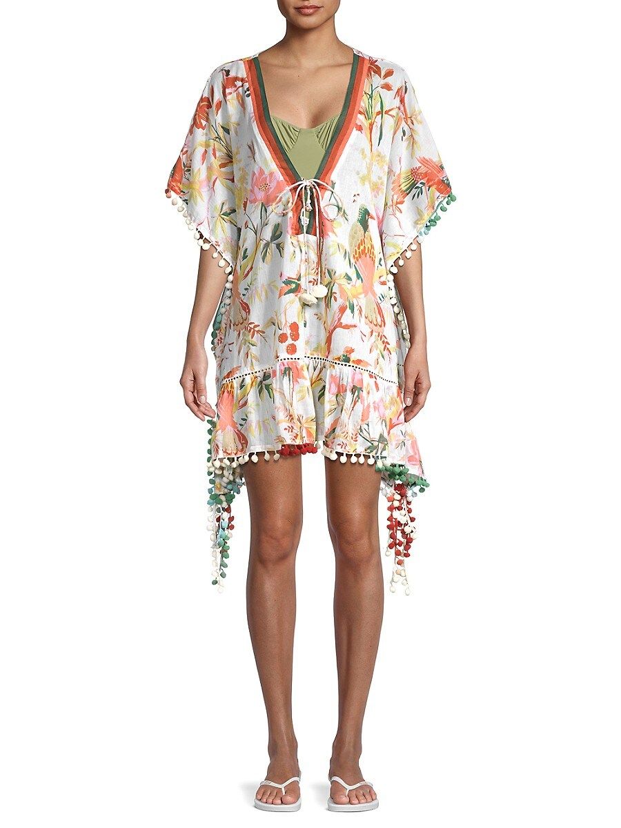 Ranee's Women's Floral Pom-Pom Cover-Up Dress - White - Size L/XL | Saks Fifth Avenue OFF 5TH