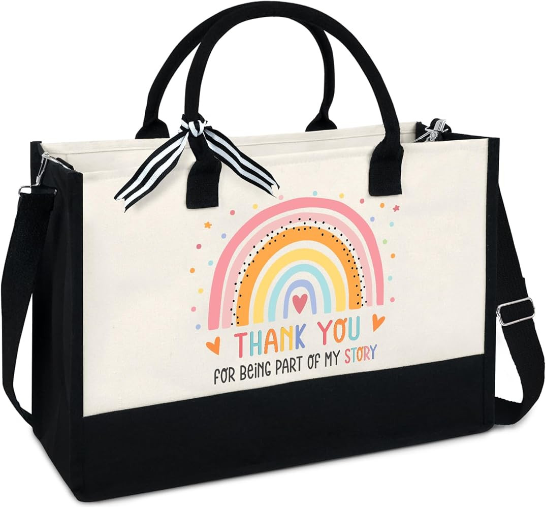 OASSIE Teacher Appreciation Gifts - Canvas Tote Bag 13oz With Zipper - Teacher's Day Birthday Tha... | Amazon (US)