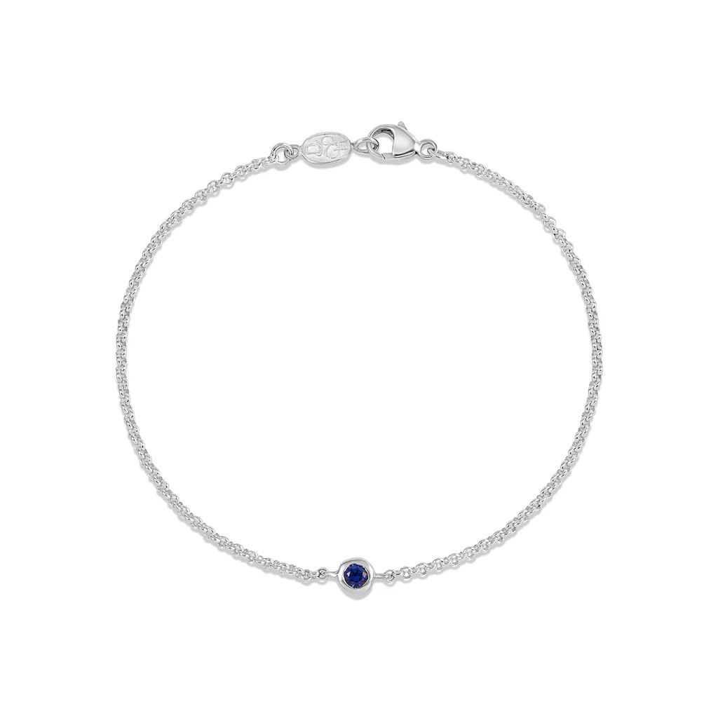 Single Blue Sapphire Dewdrop Chain Bracelet | Dower & Hall (Global)