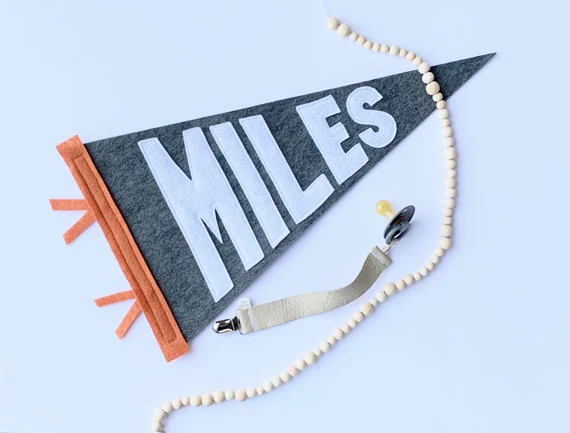 Custom Name Pennant Dark Gray  Personalized Wall Hanging | Etsy | Etsy (US)