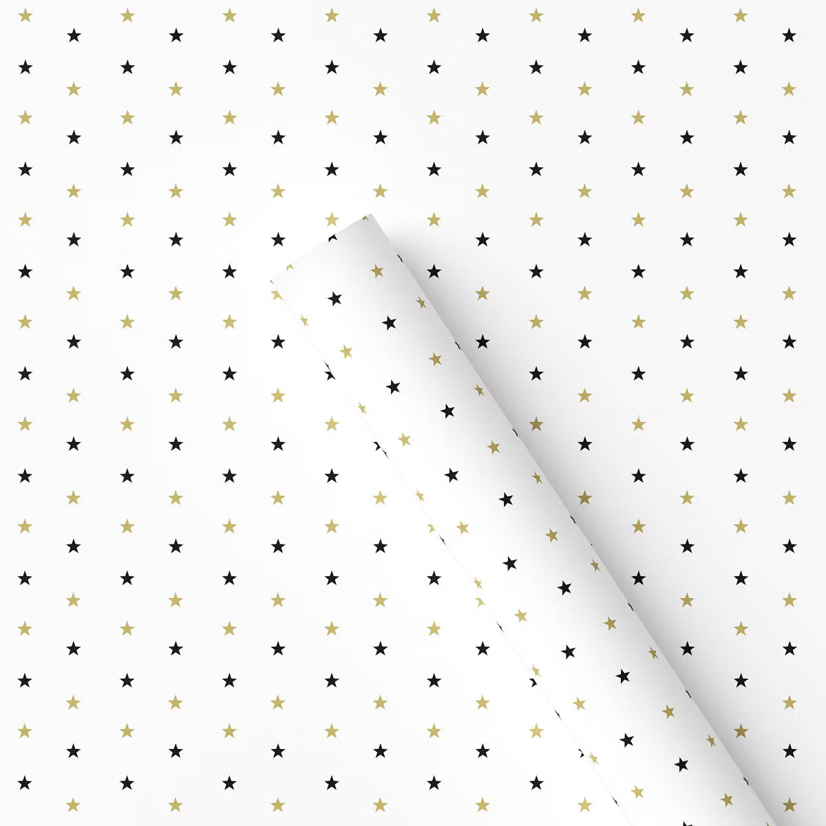 25 sq ft Metallic Stars Christmas Gift Wrap White/Black/Gold - Wondershop™ | Target