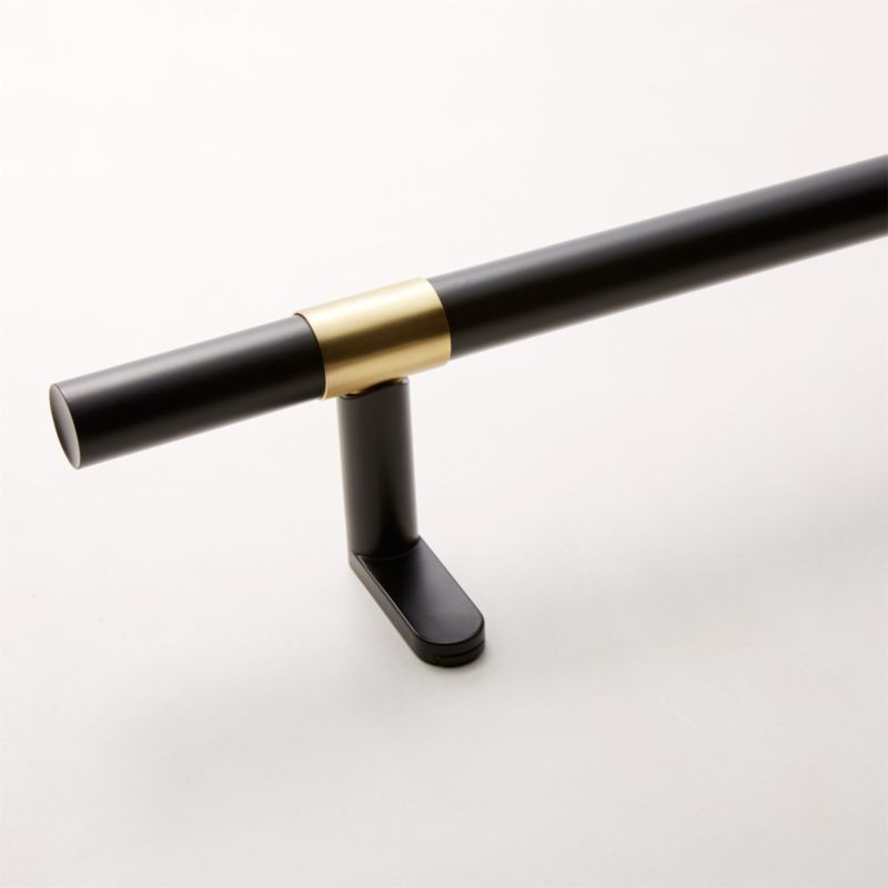 Seamless Black with Brass Band Curtain Rod Set 48"-88"x1"Dia. + Reviews | CB2 | CB2
