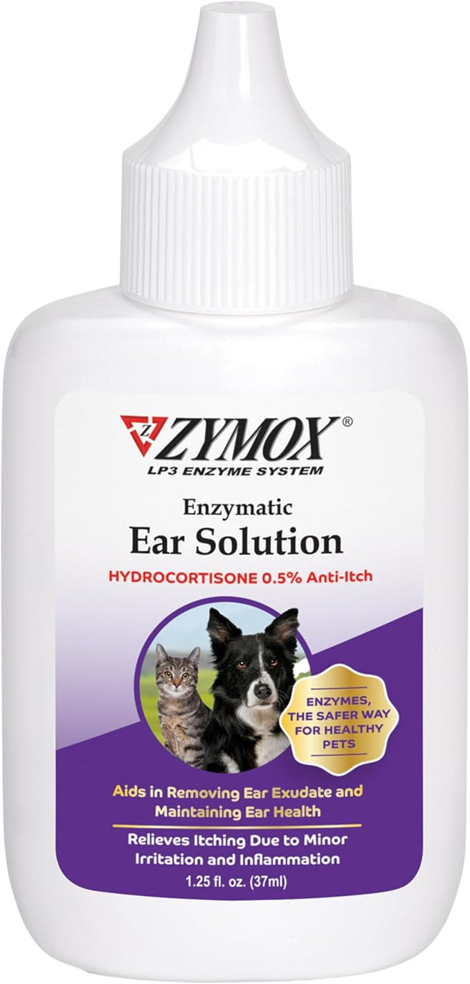 ZYMOX Enzymatic Ear Solution with 0.5-Percent Hydrocortisone, for Dog & Cat, 1.25 oz | Amazon (US)