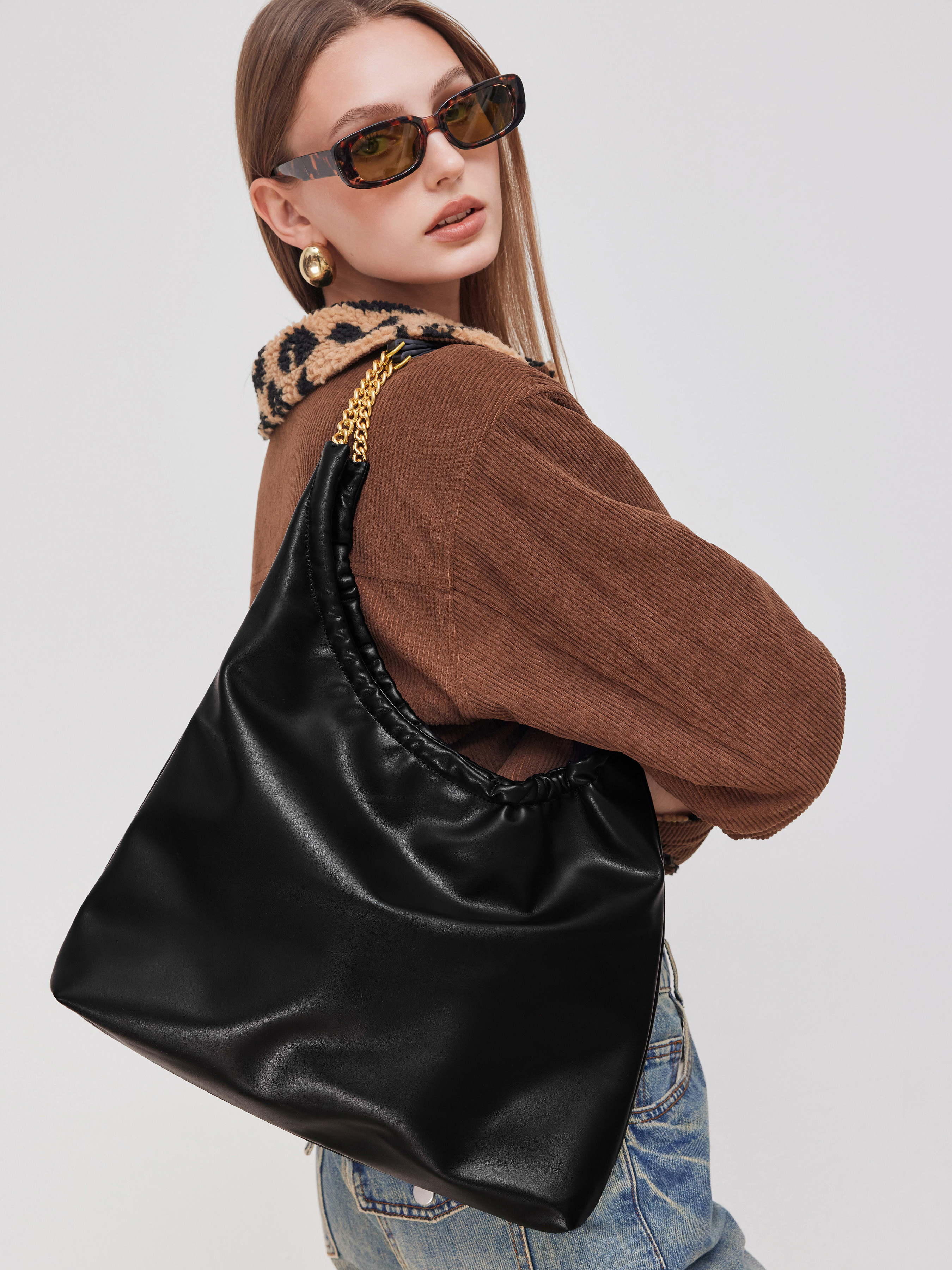 Faux Leather TRIANGULAR FAUX LEATHER TOTE BAG For Daily Casual Coffee Shop Work | Cider