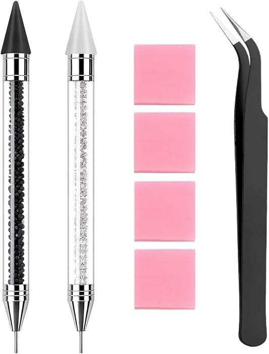 2 Pack Rhinestone Picker Tool Dotting Pen with Tweezer, Wax Pencil for Rhinestones, Gem Picker Pe... | Amazon (US)
