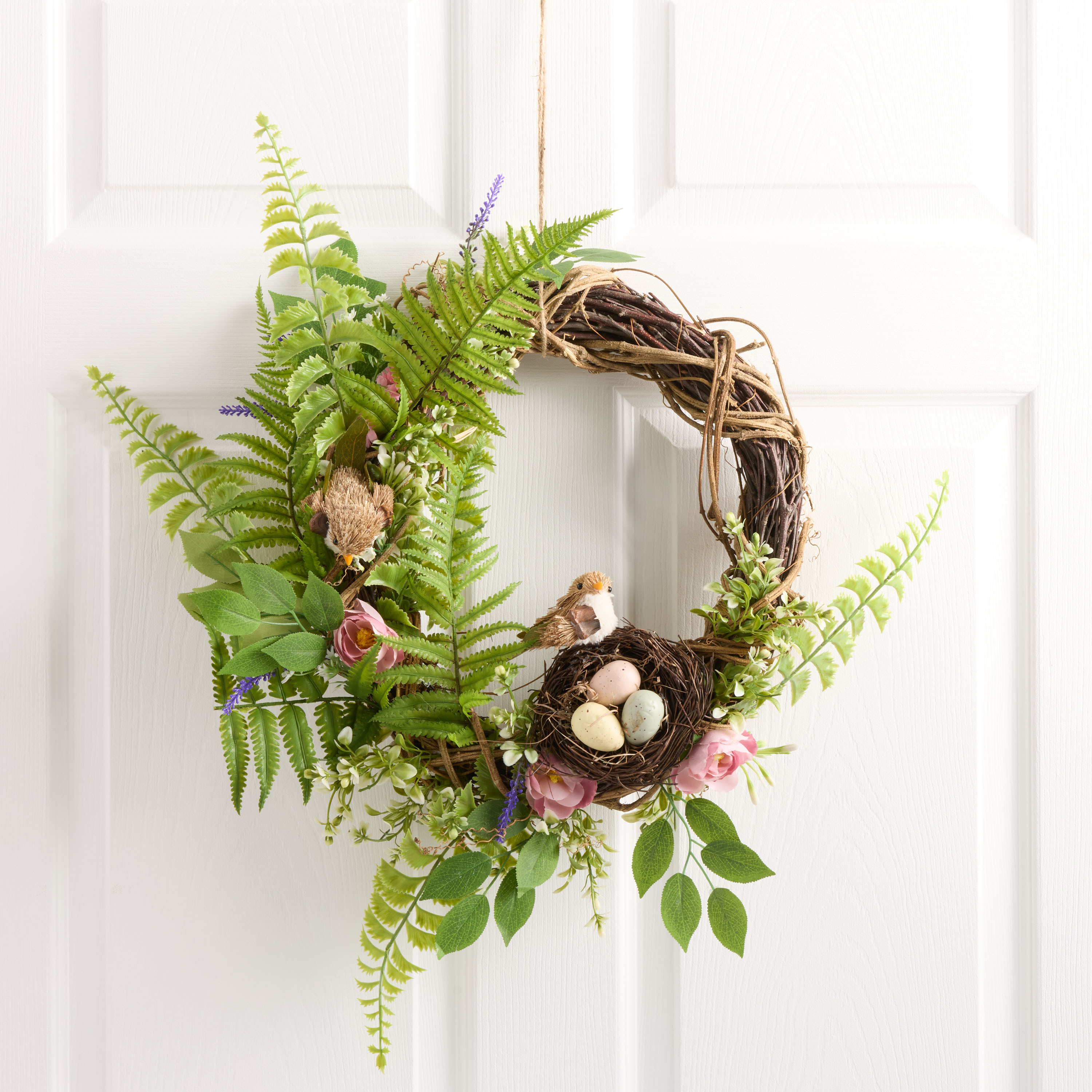 Faux Wildflower and Bird Nest Twig Wreath | World Market