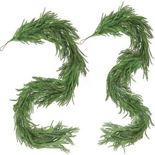 6 ft. Green Artificial Norfolk Pine Garland Christmas Decorations 2-Piece DE1015R - The Home Depo... | The Home Depot