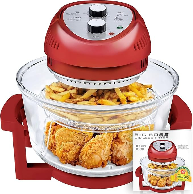 Big Boss 16Qt Large Red Air Fryer – Large Capacity Glass Air Fryer Oven with 50+ Air Fryers Rec... | Amazon (US)