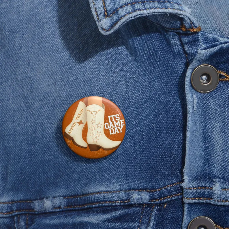 Texas Longhorns Button|game Day Pin|ut Cowgirl Boot Badge|burnt Orange Spirit Accessory|college F... | Etsy (US)