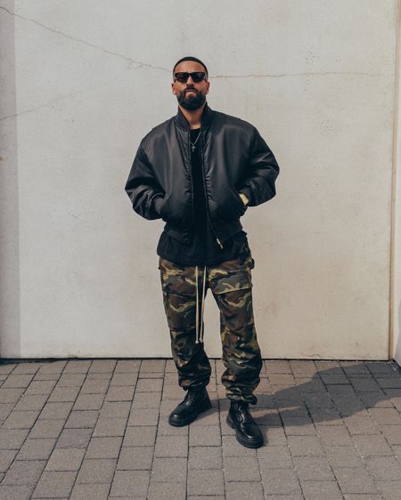 SALE 🚨 Bomber jacket and boots currently on sale up to 50% off… FEAR OF GOD Eternal Collection Bomber Jacket in ‘Black’ (size M), 7th Collection Raw Neck T-Shirt in ‘Black’ (size M), and 7th Collection Cargo Pants in ‘Camo’ (size S). FEAR OF GOD x GREY ANT glasses. VIRÓN 1992Z Black Apple Boots in ‘Black’ (size 42). A relaxed and elevated men’s look that’s got oversized proportions, yet a sleek and effortless vibe. 

#LTKsalealert #LTKmens #LTKstyletip