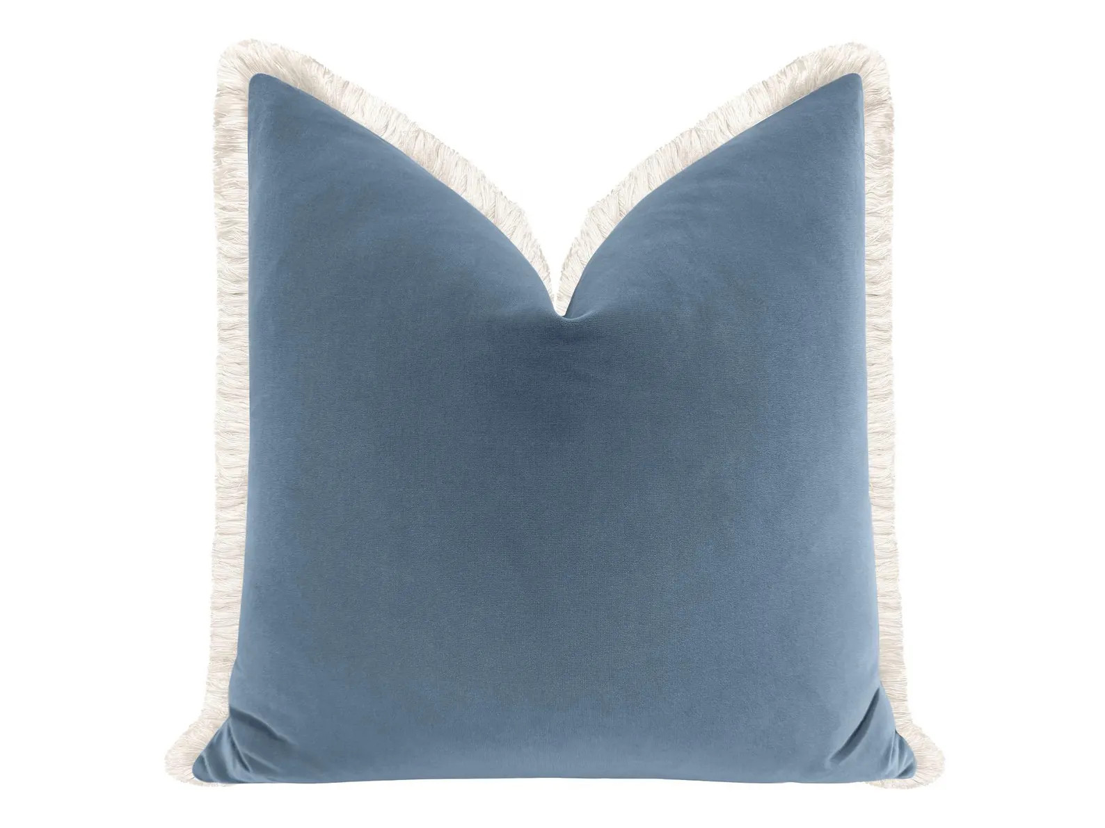 Signature Velvet // Periwinkle with Fringe Pillow | blue velvet pillow | throw pillow | cotton ve... | Etsy (Global)