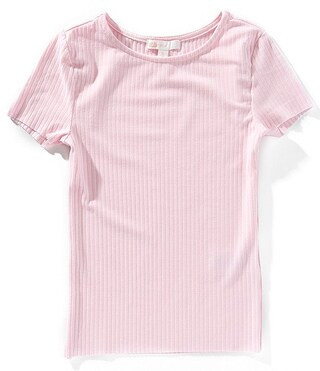 Big Girls Short Sleeve Basic Ribbed Knit T-Shirt | Dillard's