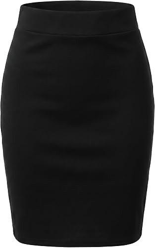 Black Above Knee Length Skirt for Women,Short Pencil Skirt,Premium Nylon Ponte Stretch Work Skirt... | Amazon (US)