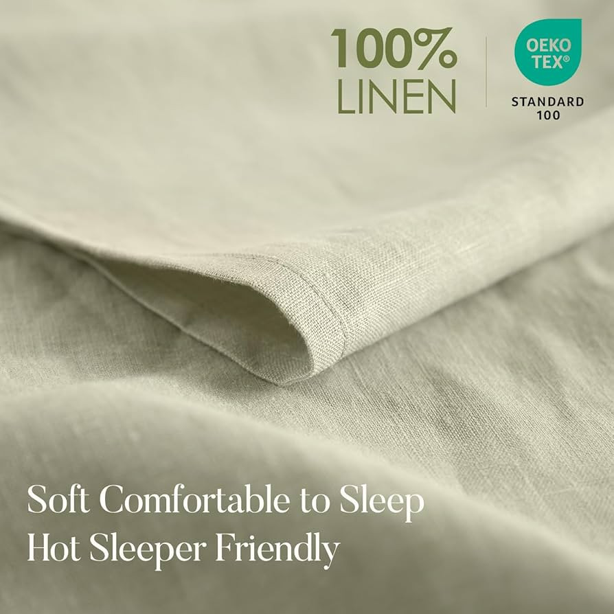 DAPU Pure Linen Sheets Set, 100% French Linen from Normandy, Breathable and Durable for Hot Sleep... | Amazon (US)