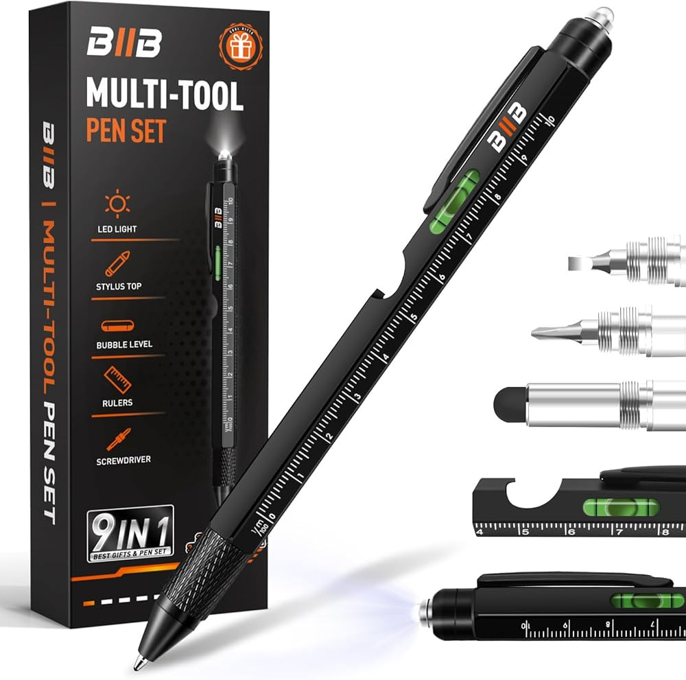 BIIB Gifts for Men, Stocking Stuffers for Adults 9 in 1 Multitool Pen Gifts for Dad, Christmas Gi... | Amazon (US)