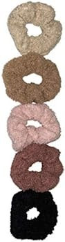Amazon.com : AMMARA 5 Pack Teddy Scrunchies, Premium Sherpa Scrunchy Elastic Hair Bands for Girls... | Amazon (US)