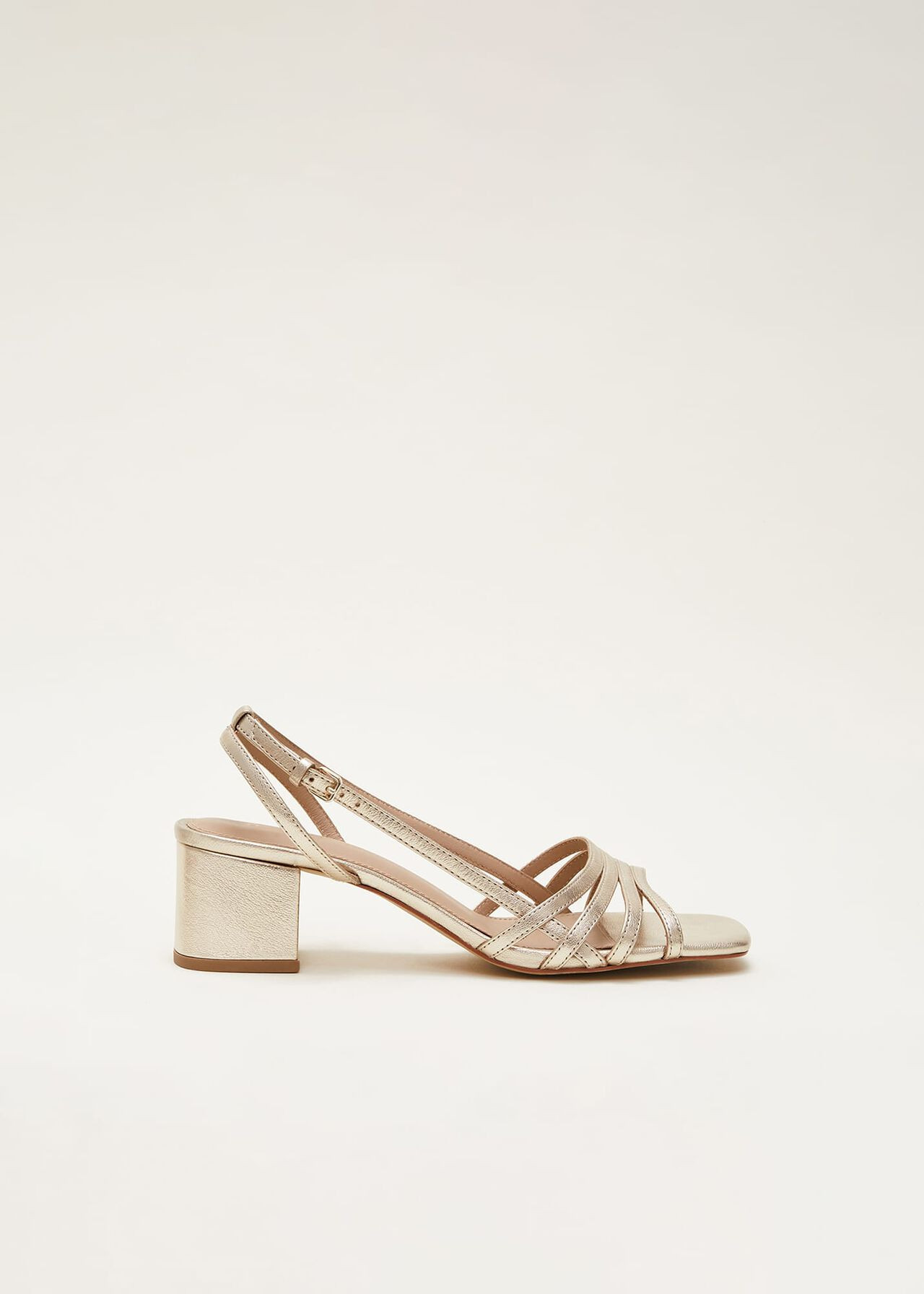 Gold Leather Block Heels | Phase Eight (UK)