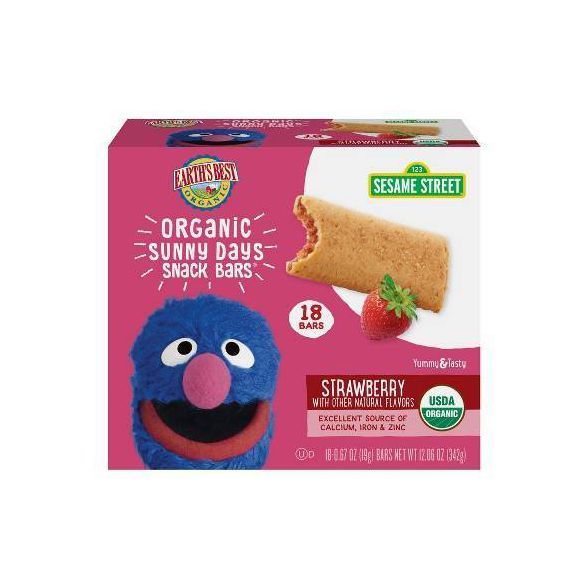 Earth's Best Sesame Street Organic Sunny Days Strawberry Snack Bars - 18ct | Target