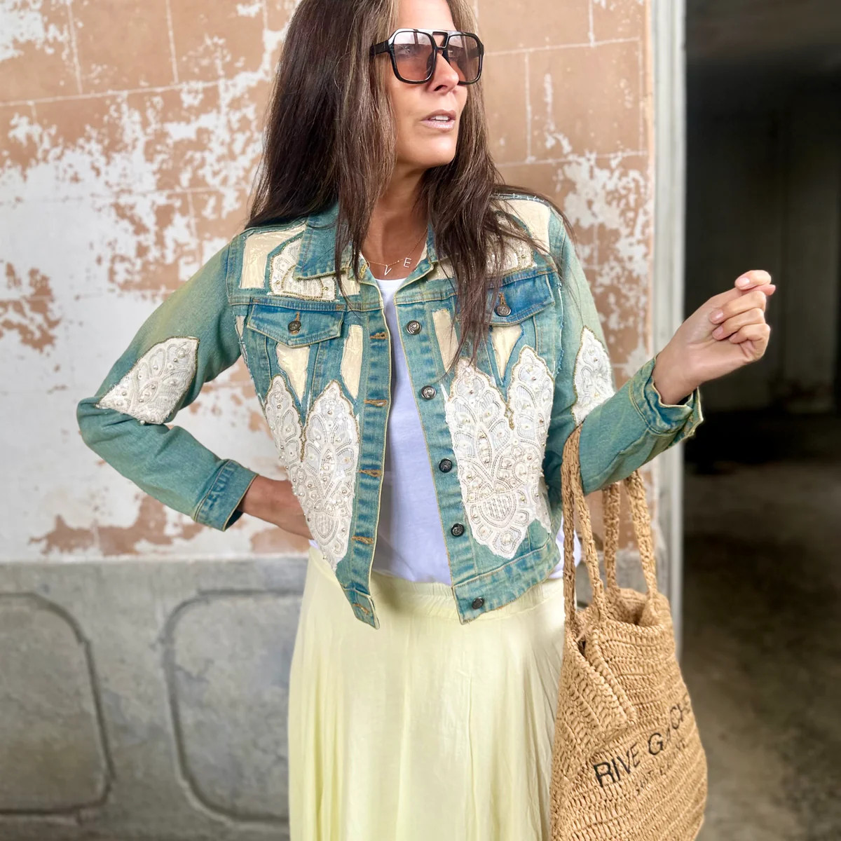 Paola Beaded Denim Jacket | Law and Co