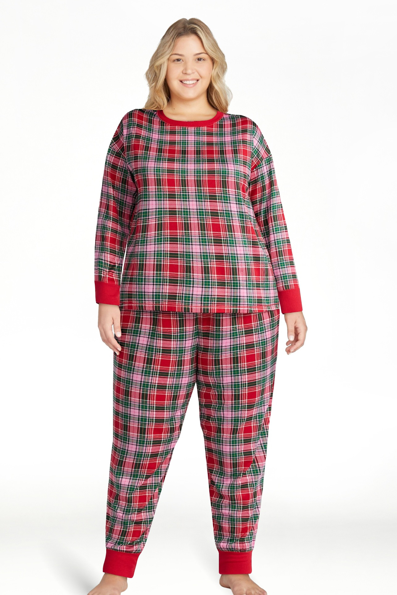 Holiday Time Women's Long Sleeve Crew Neck Sleep Top and Jogger Pants Pajama Set, 2-Piece, Sizes ... | Walmart (US)