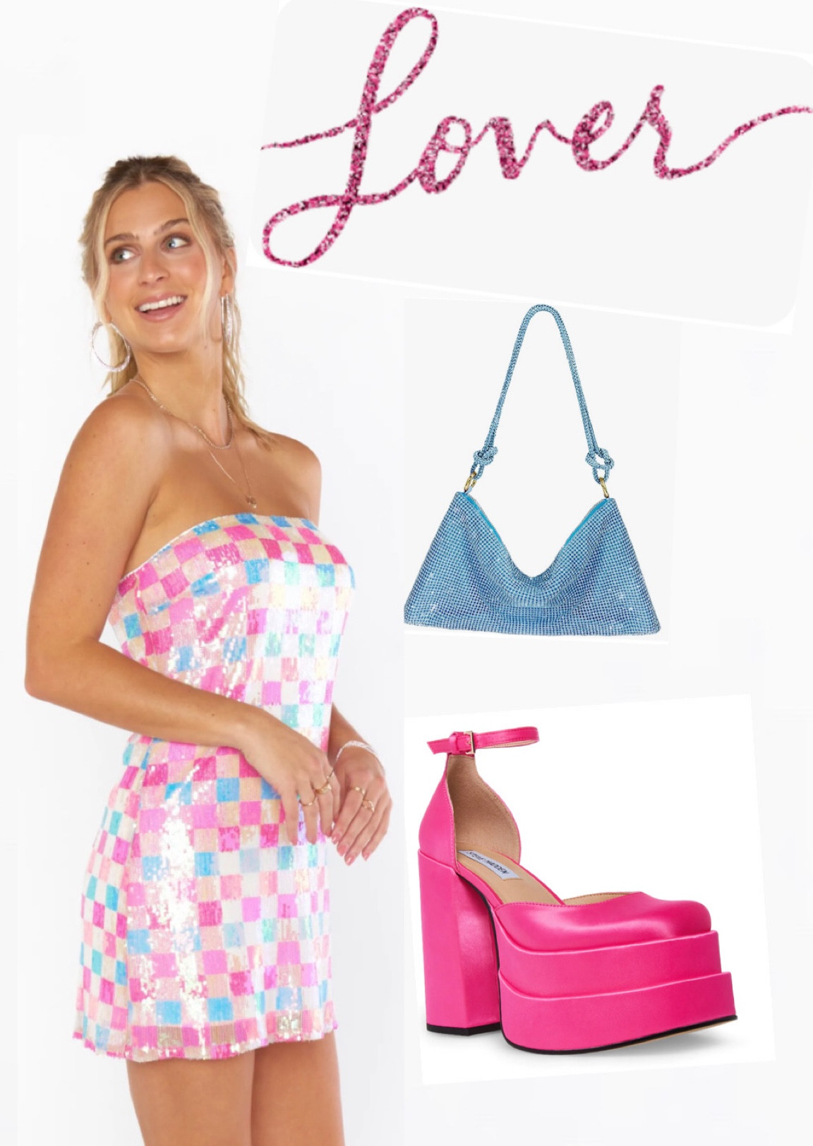 Taylor Swift Eras Tour Concert Outfit Inspo #TaylorSwiftConcert #ErasTour #Erastouroutfit #showmeyourmumu #amazon #pinkplatformheels #stevemadden #straplessdress #taylorswiftoutfit #lover #reputation #red #midnights #fearless #speaknow #1989 #folklore #sequindress #revolve #newyearsevedress #goingoutdress 