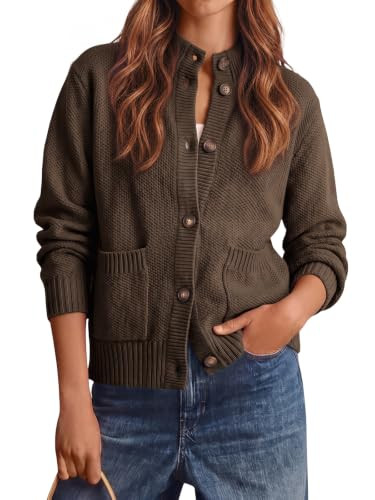 Cicy Bell Womens Chunky Cardigan Long Sleeve Button Down Mock Neck Sweaters | Amazon (US)