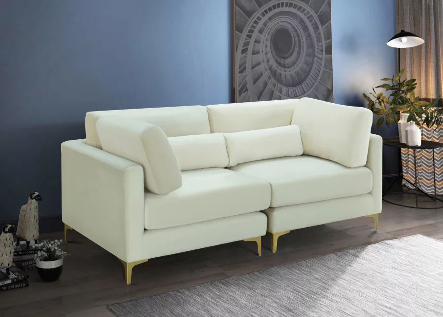 Contemporary Cream Velvet Modular Sofa Living Room Furniture Chrome & Gold Legs - Walmart.com | Walmart (US)