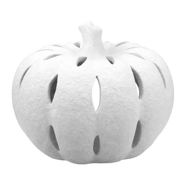 Better Homes & Gardens Small Flameless Pumpkin Candle Holder, White, Ceramic - Walmart.com | Walmart (US)