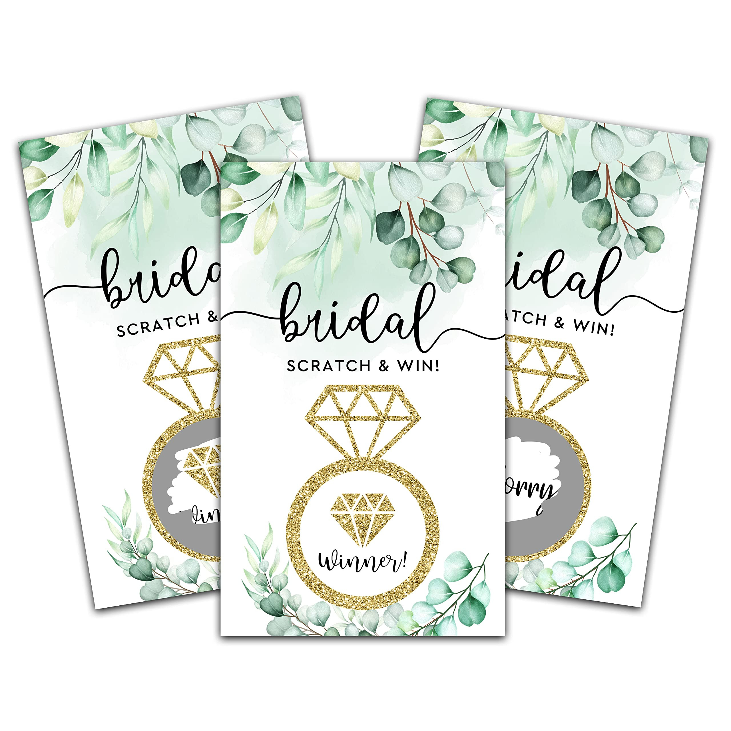 Bridal Shower Scratch Off Game Cards, Eucalyptus Greenery Bridal Lottery Tickets, Gold Foil Weddi... | Amazon (US)
