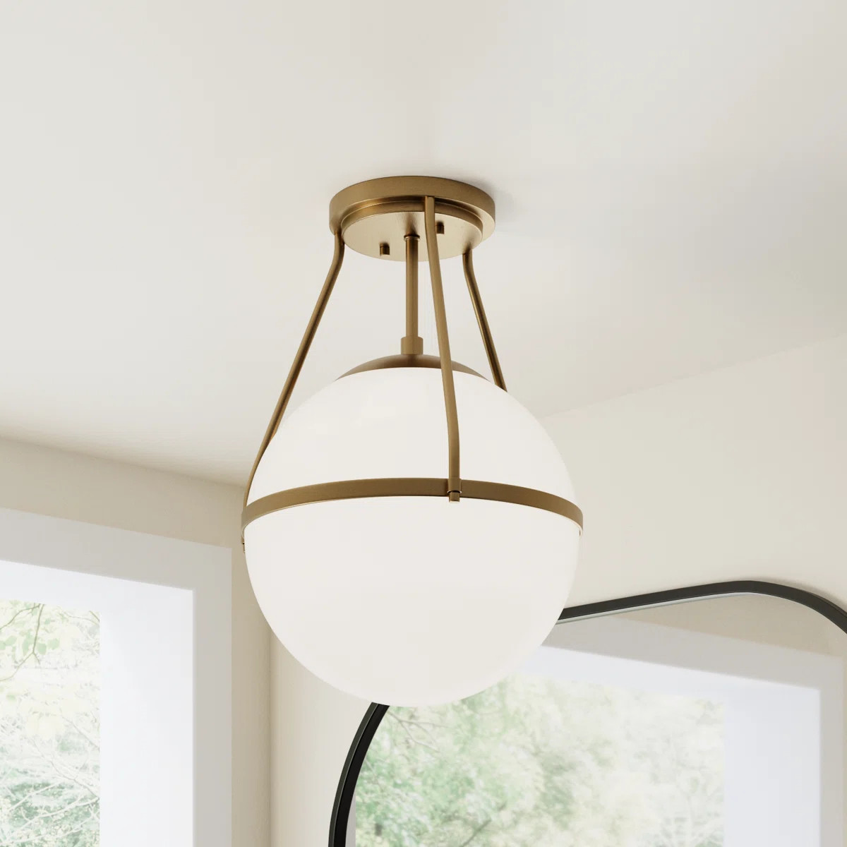 Meridian 1-Light Ceiling Light in Natural Brass | Wayfair North America