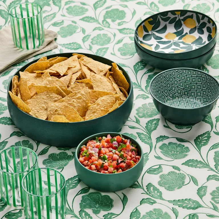 Mainstays by Becky G. & Alejandra Bamboo Melamine Serving Bowl & Dip Bowl, Green | Walmart (US)