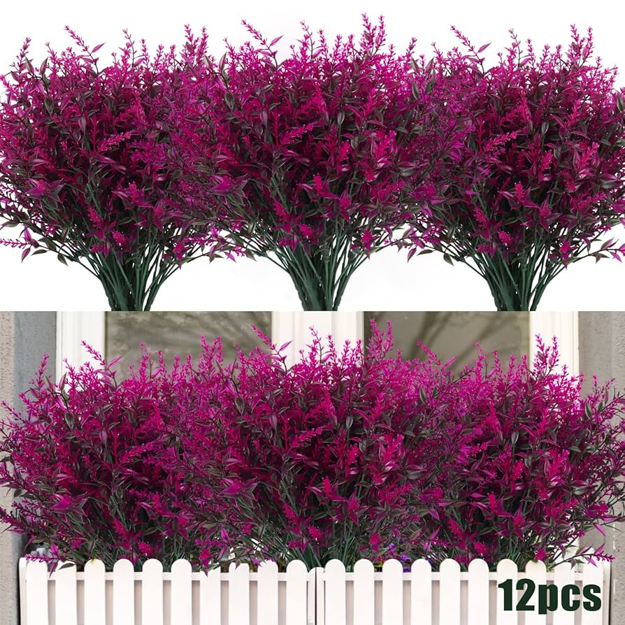 Outdoor Artificial Plant UV Resistant Fake Stems Plants, Faux Plastic Greenery for Indoor Outside... | Amazon (US)