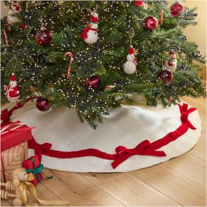 Red Holiday Bows Felt Tree Skirt | West Elm CA