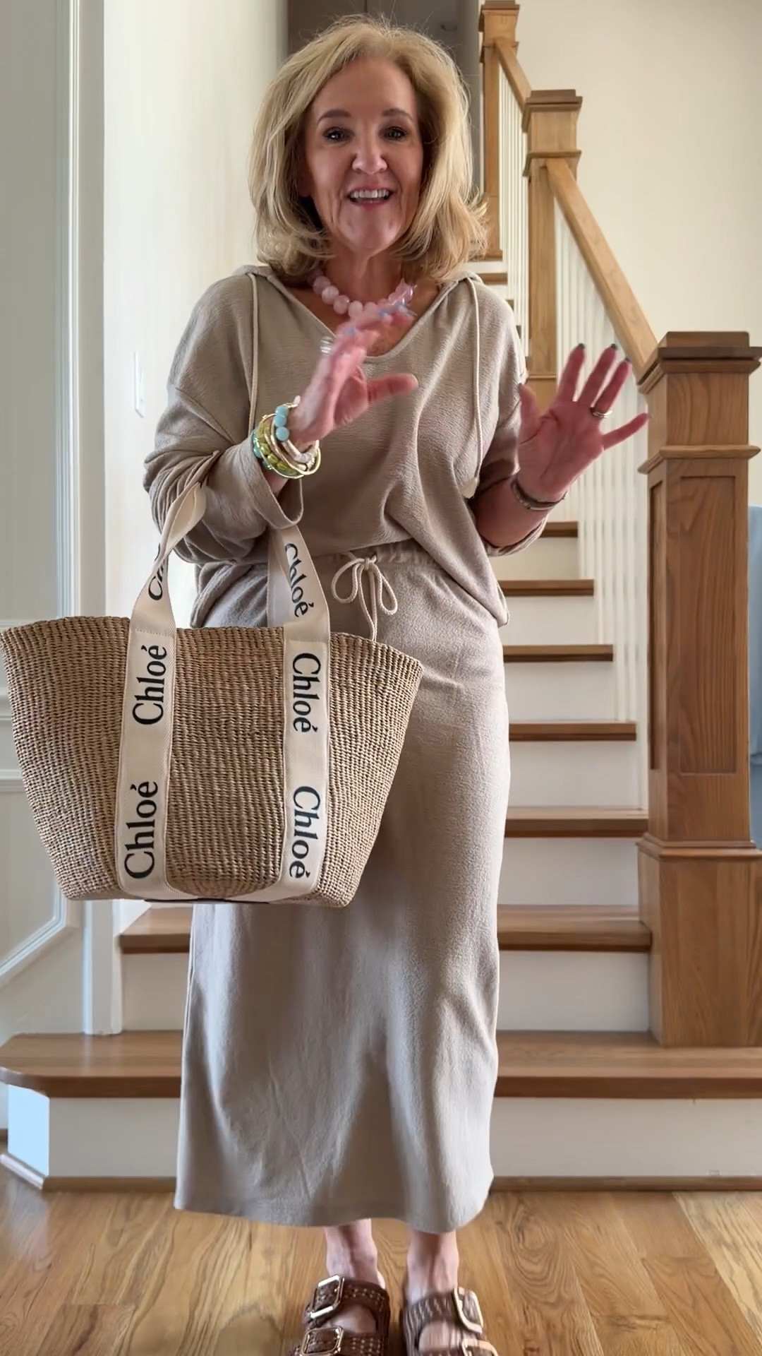 Target set ahd im thrilled with it! Wearing a medium 
My tote is designer. I’m linking a few price points. 
Sandals are target! 
Bracelets launching Tuesday 3/24 use code NANETTE20 20% off 

Spring outfit, vacation, outfit, travel, outfit, beach style

#LTKSaleAlert #LTKTravel #LTKOver40