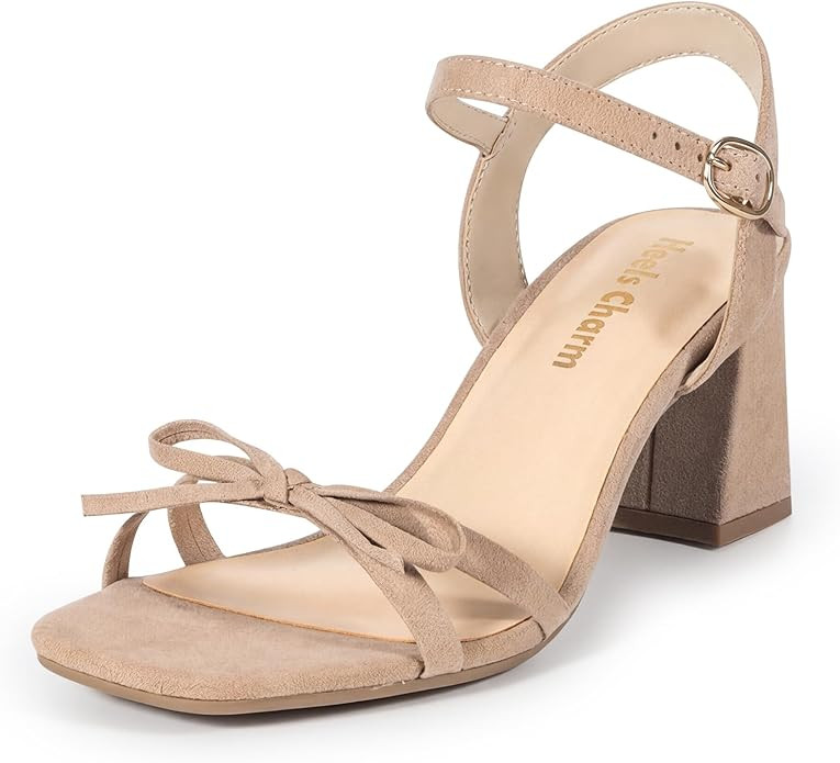 Women’s Strappy Chunky Block Heeled Sandals 2.76 Inches Open Toe Square Toe Ankle Strap High He... | Amazon (US)