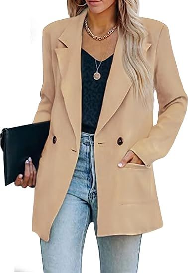 Womens Casual Blazers Oversized Open Front Cardigan Long Sleeve Work Office Blazer Jackets S-XXL | Amazon (US)