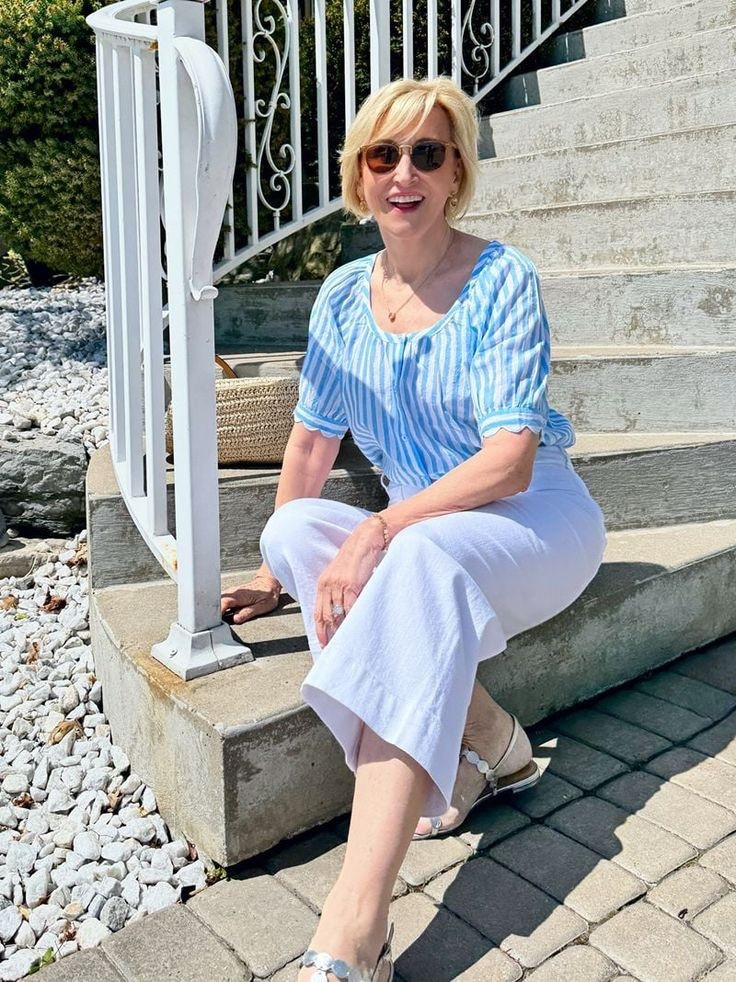 Classic meets feminine ✨ This button-down blouse with soft, puffy sleeves adds a romantic touch to crisp cropped white pants. A timeless combo that feels fresh and flattering. 

#Over50Style #FeminineAndPolished #ModernClassic #ChicAtAnyAge #EffortlessElegance

#LTKSeasonal #LTKOver40 #LTKStyleTip