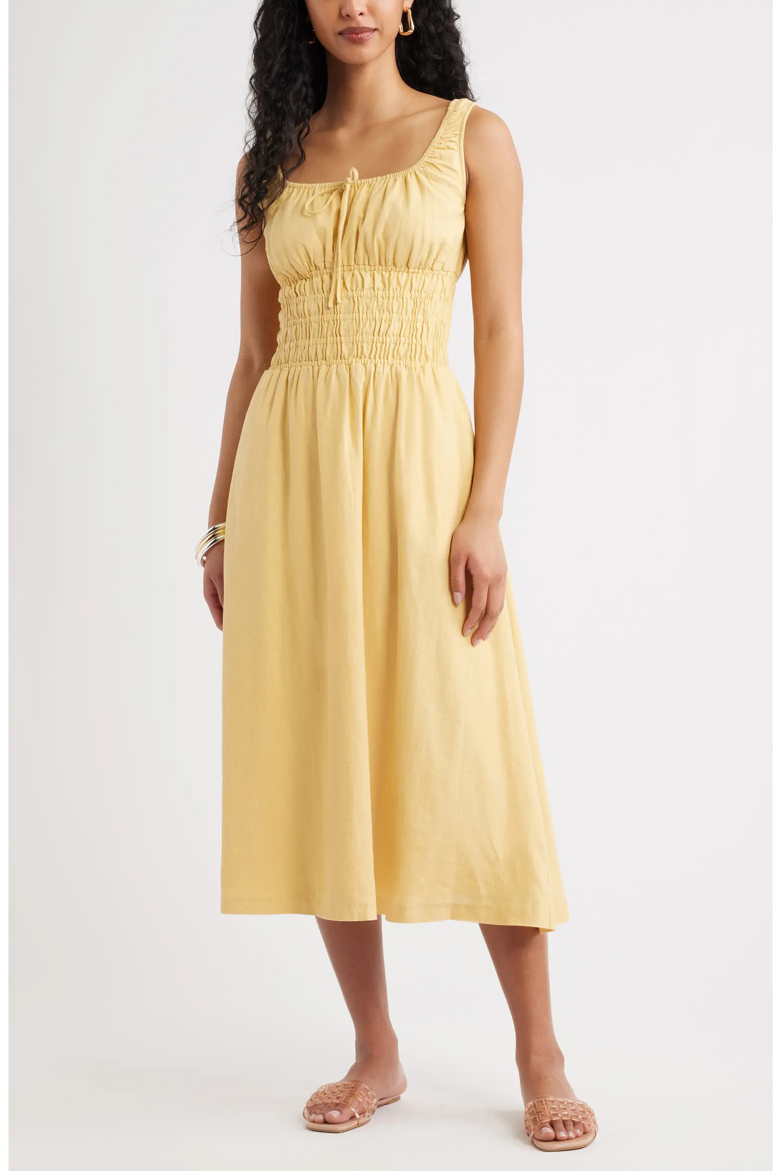 Smocked Waist Midi Dress (Women) | Nordstrom | Nordstrom