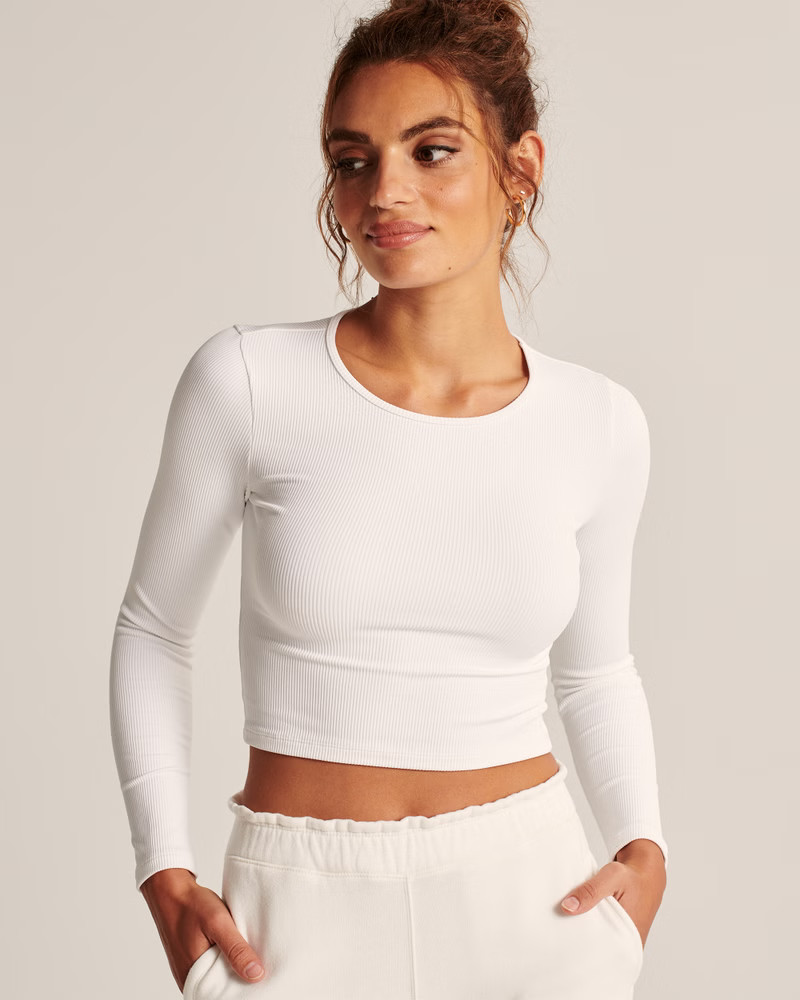 Long-Sleeve Seamless Ribbed Crew Top | Abercrombie & Fitch (US)