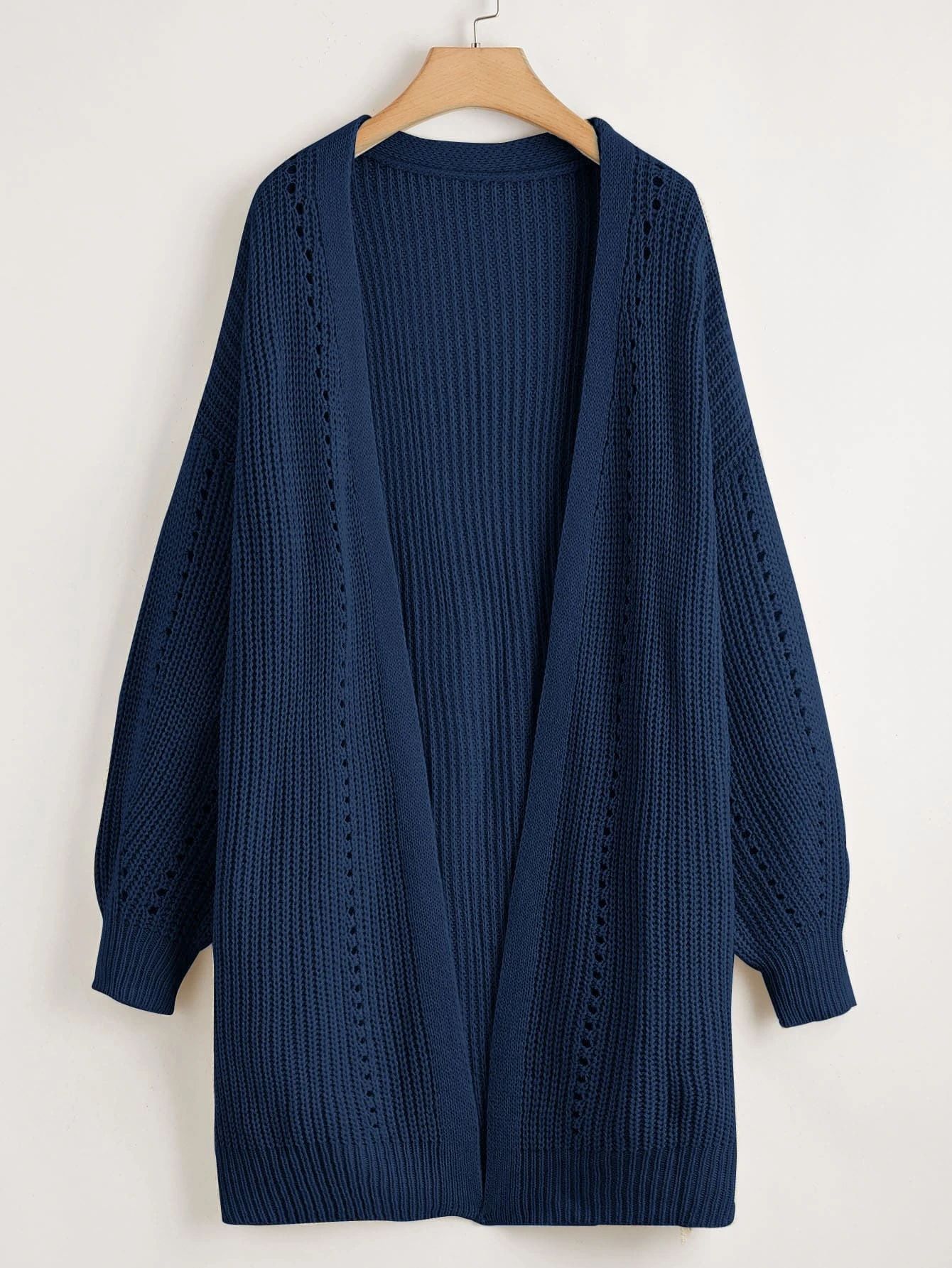 SHEIN LUNE Plus Ribbed Knit Drop Shoulder Cardigan | SHEIN