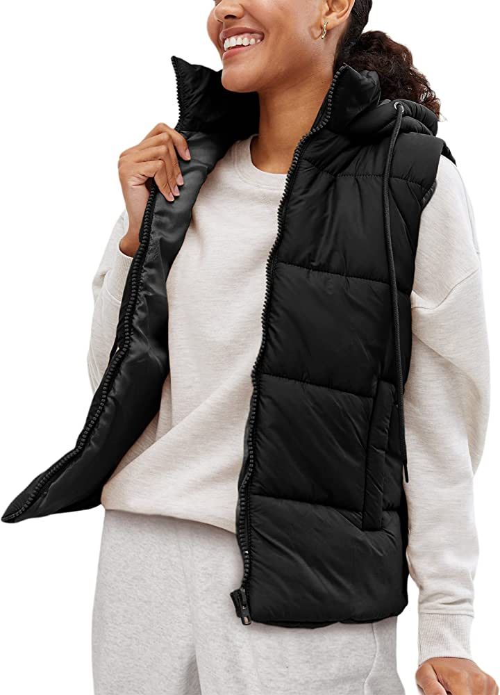 Lentta Women's Sleeveless Quilted Winter Warm Hooded Puffer Vest Padded Gilet Coat | Amazon (US)